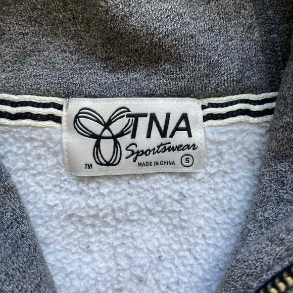 TNA Sportswear Gray Full Zip Hoodie Neon Green Logo Size Small - Picture 3 of 9